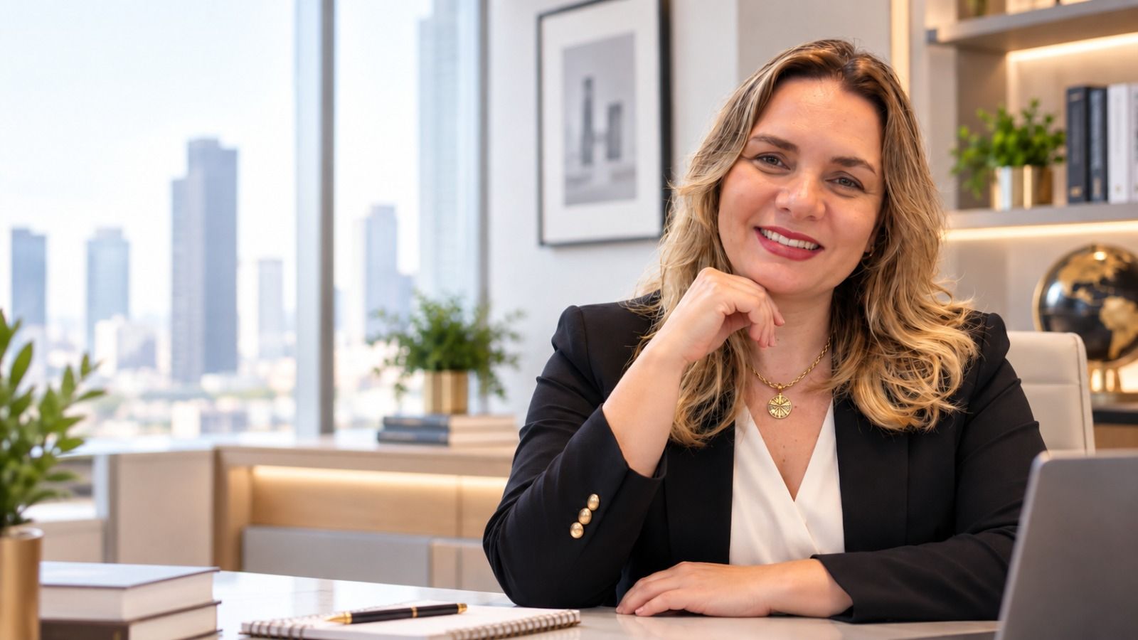 Sammara Alencar em seu escritório, especialista em legalização de empresas